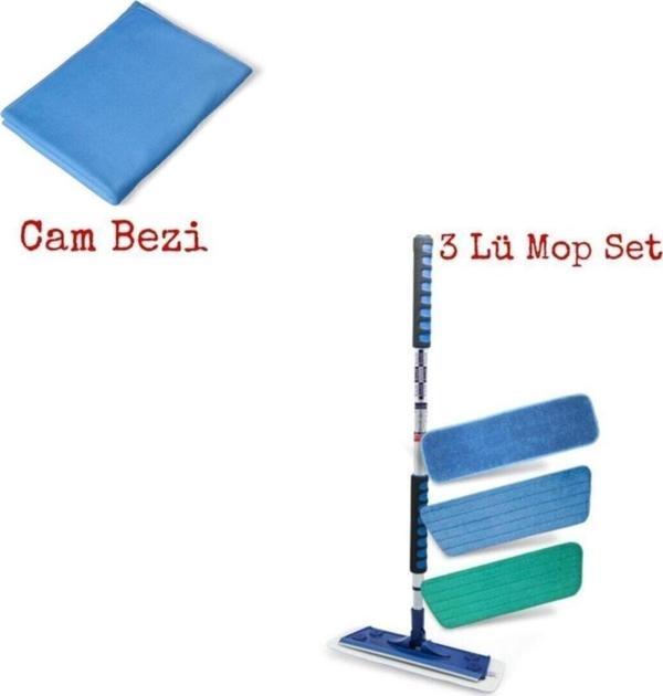 Silva Network Silva Mikrofiber Mop 3 Lü Set + Silva Mavi Cam Bezi - Image 1