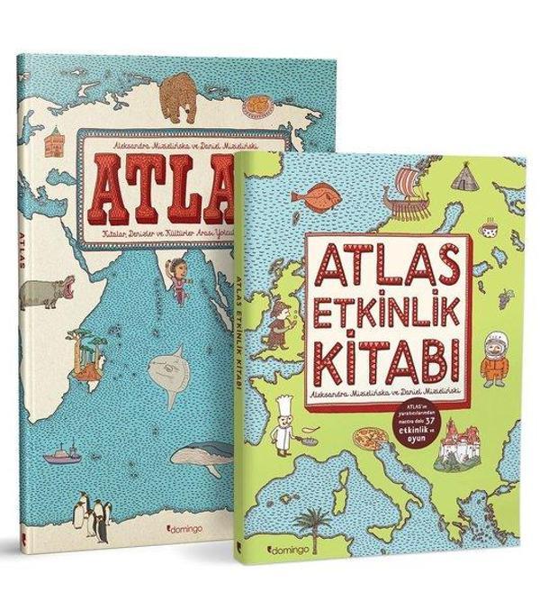 Atlas Set - Kıtalar -Denizler - Kültürler Arası Yolculuk Rehberi - 2 Kitap Takım - Domingo Yayınevi - Image 1