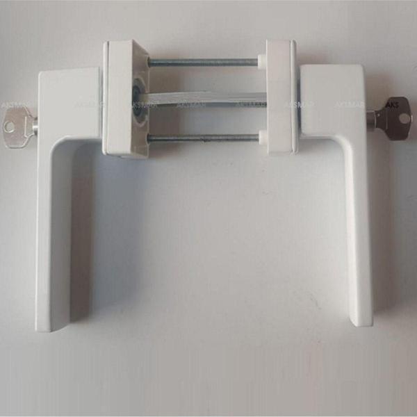 Çift Tarafı Anahtarlı (KİLİTLİ) Kapı & Pencere Kolu Beyaz - Image 1