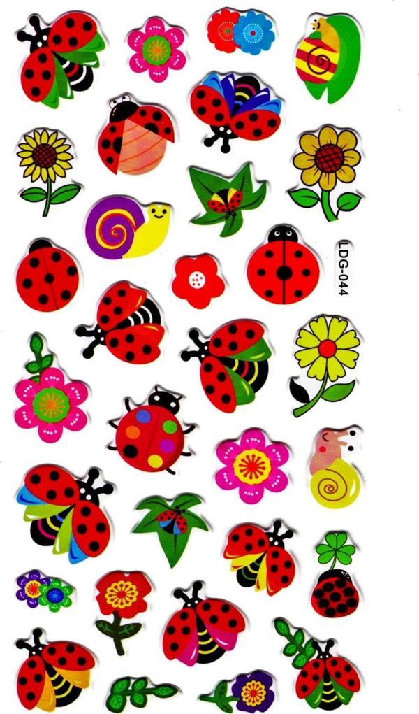 Sticker Kabartmalı Stiker Defter Planlayıcı Etiket (Ldg044)-17x9 cm- Uğurböceği - Image 1