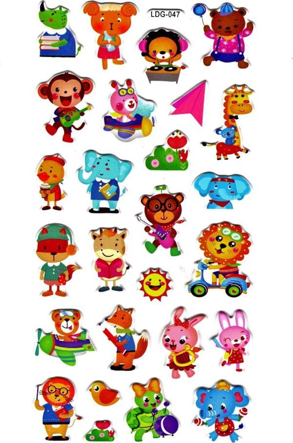 Sticker Kabartmalı Stiker Defter Planlayıcı Etiket (Ldg047)-17x9 cm- Parti Hayvanlar - Image 1