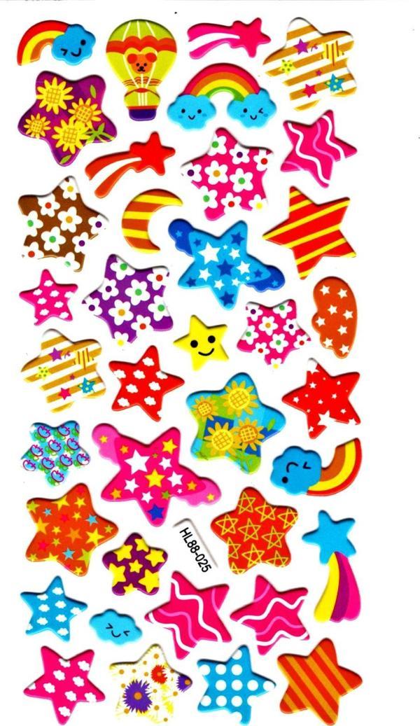 Sticker Kabartmalı Stiker Defter, Planlayıcı Etiket (HL88-025)-17x9cm- Desenli Yıldızlar - Image 1
