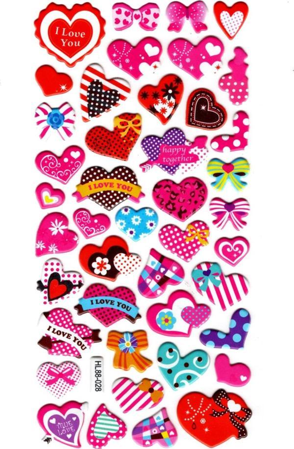 Sticker Kabartmalı Stiker Defter, Planlayıcı Etiket (HL88-028) - 17x9 cm - Kalp Kurdele - Image 1