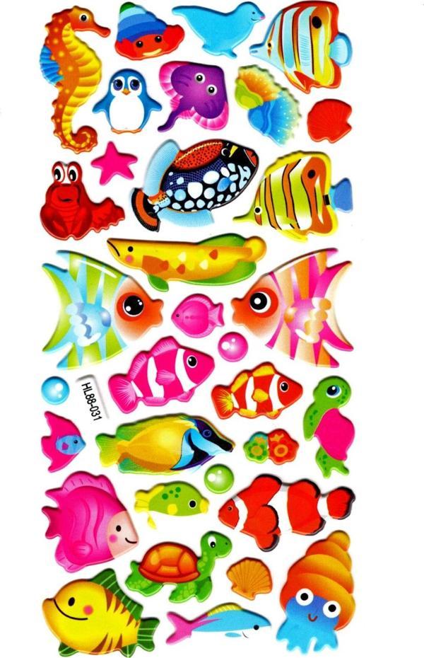 Sticker Kabartmalı Stiker Defter, Planlayıcı Etiket (HL88-031) - 17x9 cm - Renkli Balıklar - Image 1