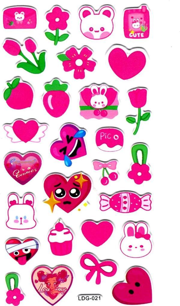 Sticker Kabartmalı Stiker Defter, Planlayıcı Etiket (Ldg021)-17x9 cm- Kalp Tavşan - Image 1