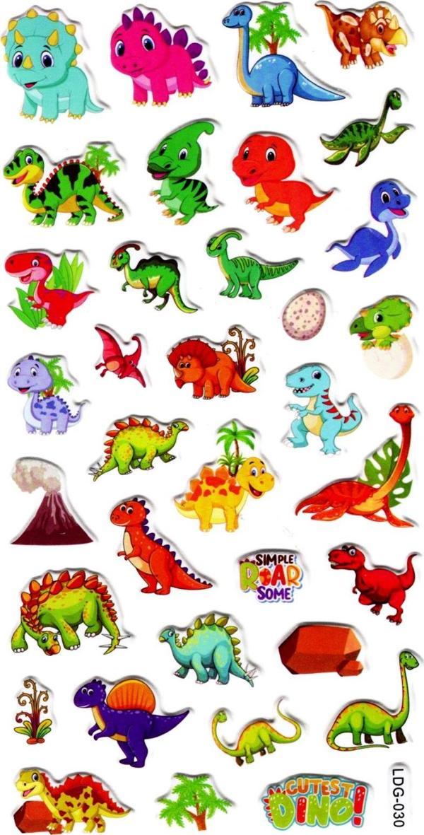 Sticker Kabartmalı Stiker Defter, Planlayıcı Etiket (Ldg030)-17x9 cm- Dinozor - Image 1