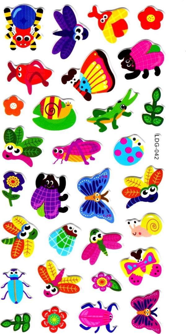 Sticker Kabartmalı Stiker Defter, Planlayıcı Etiket (Ldg042)-17x9 cm- Renkli Böcekler - Image 1