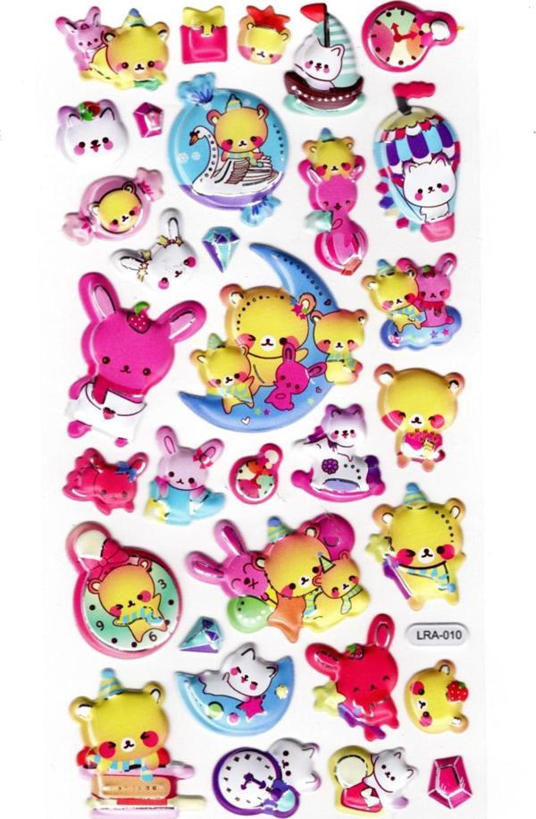 Sticker Kabartmalı Stiker Defter, Planlayıcı Etiket (limlra-010)-17x9cm- Ayıcık ve Tavşan - Image 1