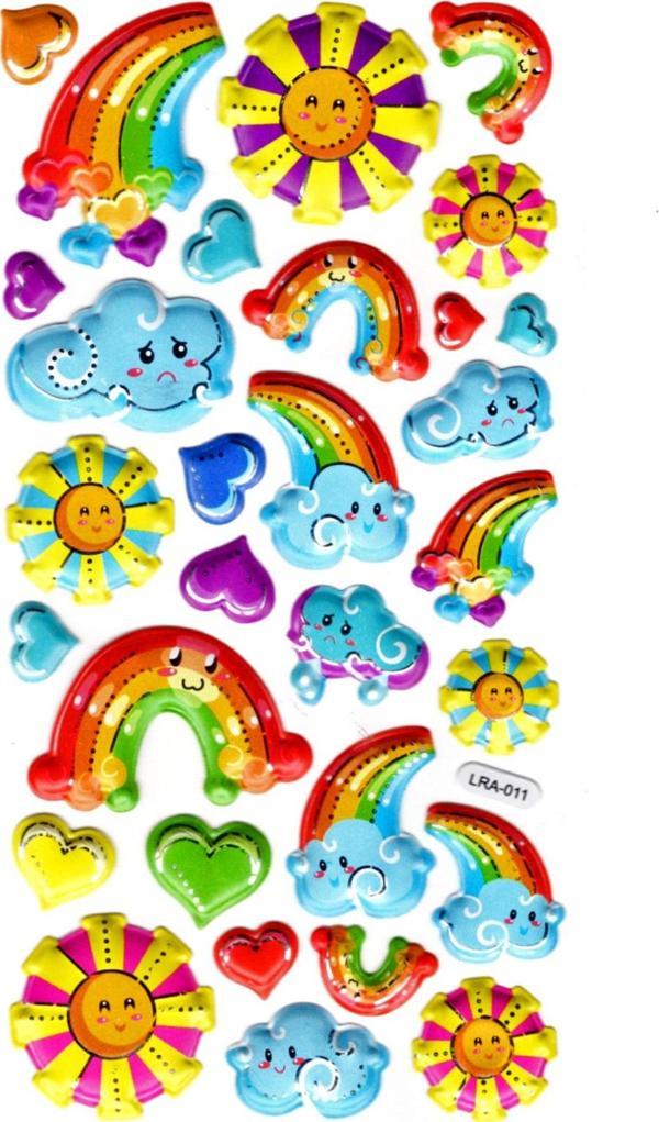 Sticker Kabartmalı Stiker Defter, Planlayıcı Etiket (limlra-011)-17x9cm- Güneş Bulut Gökkuşağı - Image 1