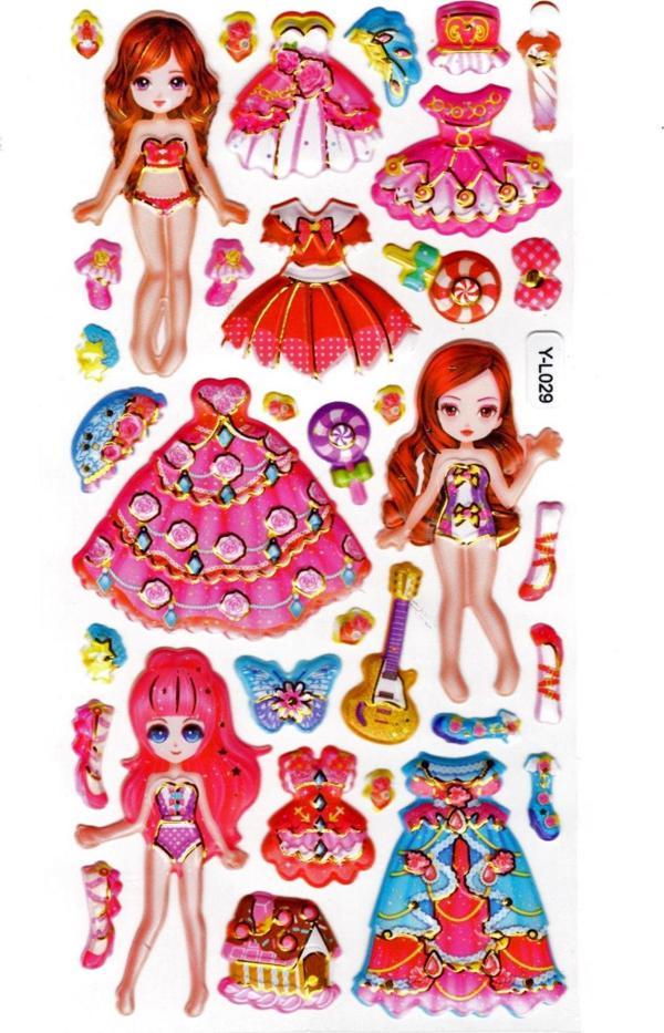 Sticker Kabartmalı Stiker Defter, Planlayıcı Etiket (limyl-029)-17x9cm- Model Kız Giydirme - Image 1