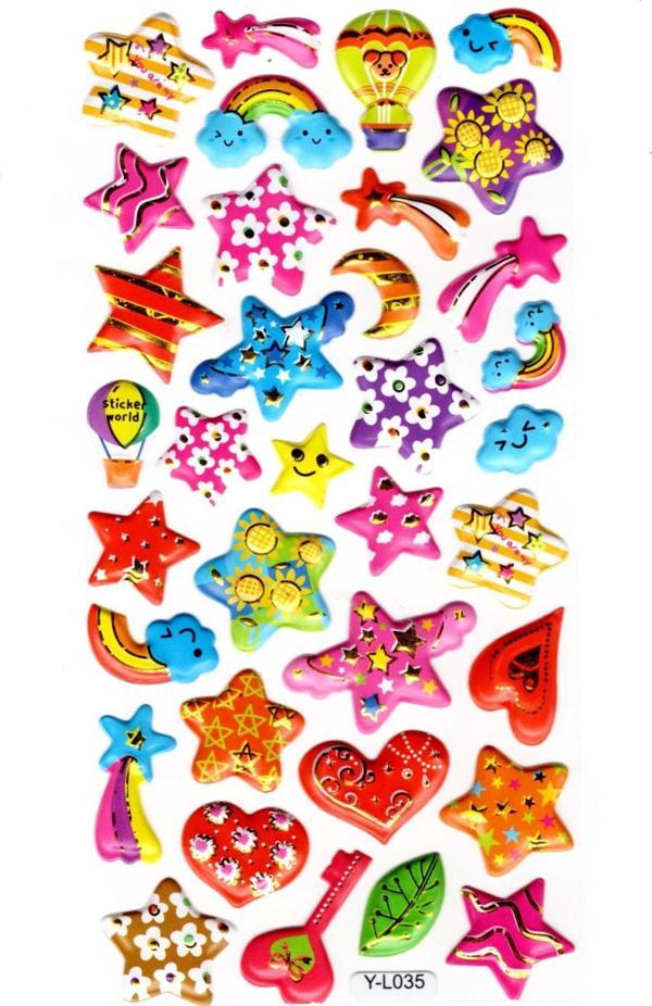 Sticker Kabartmalı Stiker Defter, Planlayıcı Etiket (limyl-035)-17x9cm- Desenli Yıldızlar - Image 1