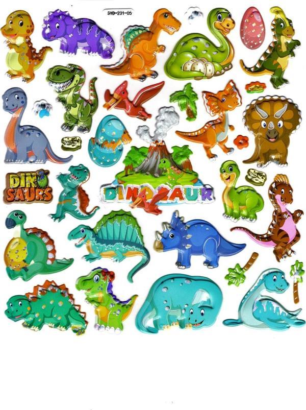 Sticker Kabartmalı Stiker Defter, Planlayıcı Etiket (Syd231-05)-20x18cm- Sevimli Dinazorlar - Image 1
