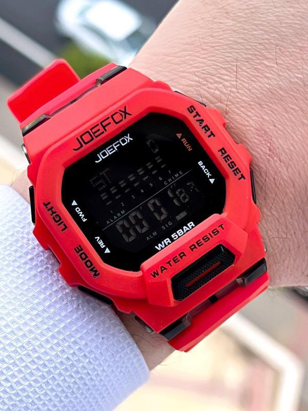 Joefox G-SHOCK Kasa Kırmızı/Siyah Digital 5 Atm Suya Dayanıklı 2 Yıl Garantili Spor Kol Saati J-GS01 - Image 1