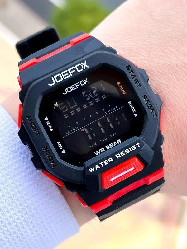 Joefox G-SHOCK Kasa Siyah/Kırmızı Digital 5 Atm Suya Dayanıklı 2 Yıl Garantili Spor Kol Saati J-GS10 - Image 1