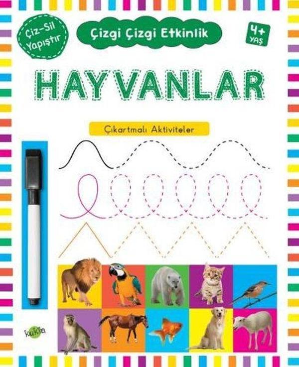 Hayvanlar Çıkartmalı Aktiviteler 4 Yaş Çizgi Çizgi Etkinlik - Kukla - Image 1