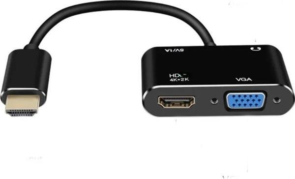Pmr Hdmi to Hdmi -Vga Çevirici Adaptör Ses Çıkışlı - Image 1
