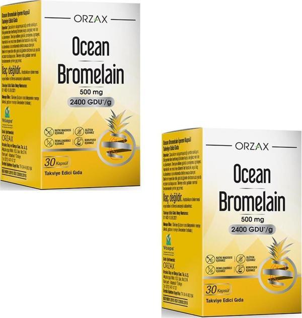 Ocean Bromelain 500 Mg Takviye Edici Gıda 30 Kapsül 2 Adet - Image 1
