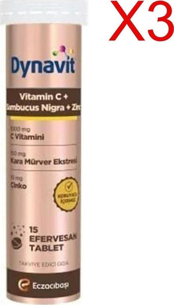 Dynavit Vitamin C+ Sambucus Nigra 15 Efervesan Tablet - 3 Adet - Image 1