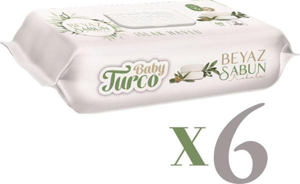 Baby Turco 90 Lı Beyaz Sabun Kokulu Islak Havlu 6 Lı Set - Image 1