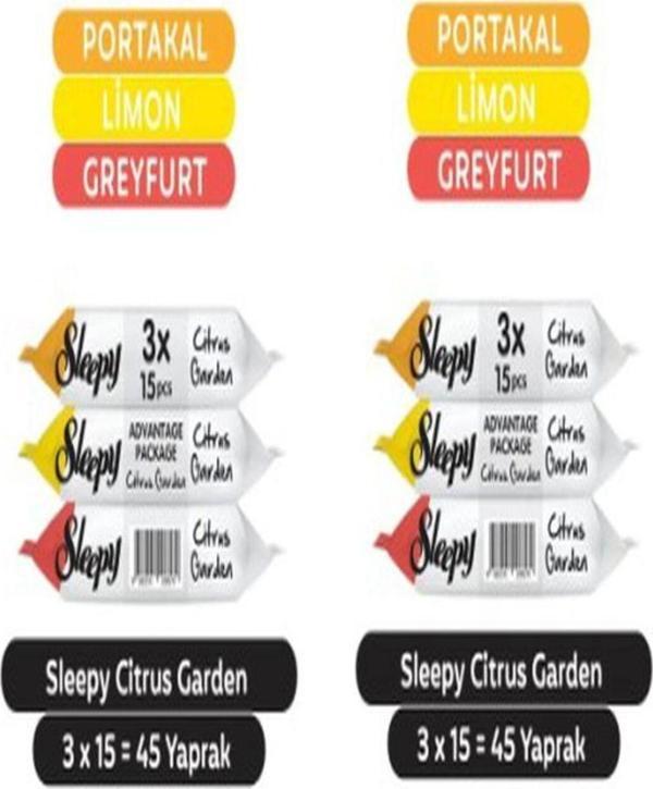 Sleepy Citrus Garden Cep Mendili 3x15 (45 Yaprak) X 2 ADET - Image 1