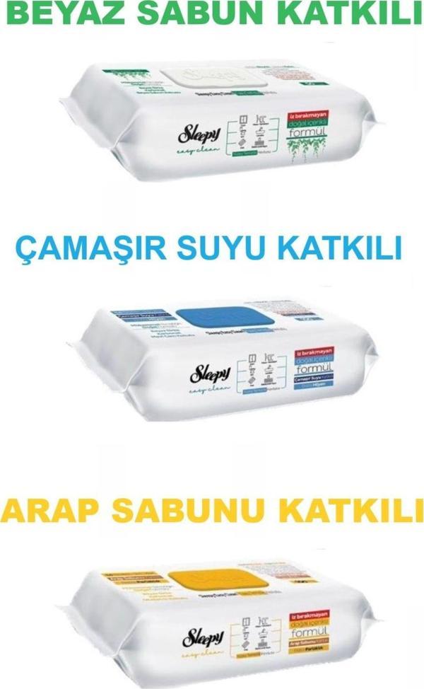 Sleepy Easy Clean Beyaz Sabun Katkılı+Çamaşır Suyu Katkılı+Arap Sabunu Katkılı 3X100 (300 Yaprak) - Image 1