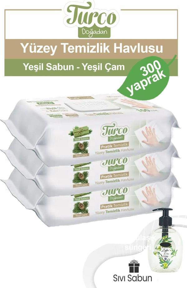 Baby Turco Pratik Yüzey Temizlik Havlusu 3 x 100 adet - Klor Paraben Sls İçermez - Image 1