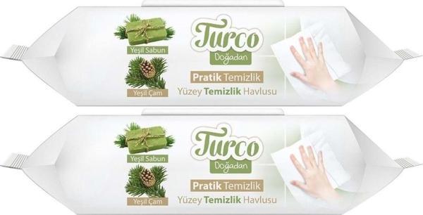 Baby Turco Turco Doğadan Pratik Yüzey Temizlik Havlusu 100 Yaprak Yeşil Sabun/Yeşil Çam (2 Li Set) 200 Yaprak - Image 1