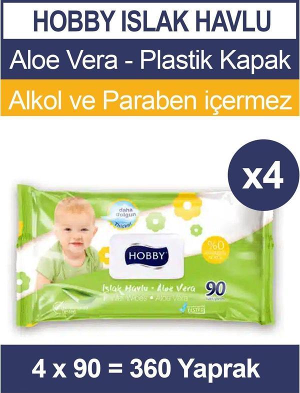 Hobby Islak Havlu Aloe Vera 90'lı 4 Paket - Image 1