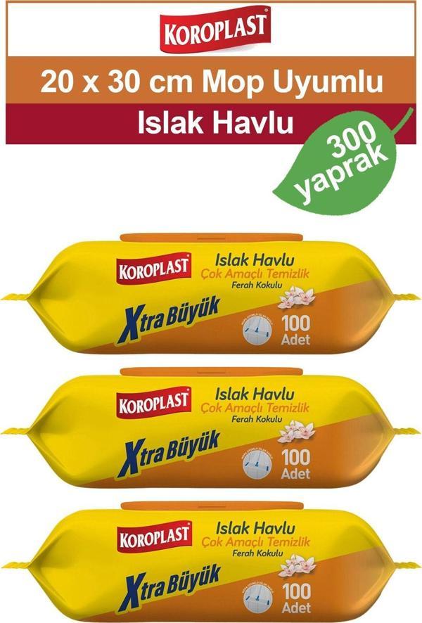 Koroplast Mop uyumlu Çok Amaçlı Islak Temizlik Havlusu Ferah Kokulu 3x100 adet - Image 1