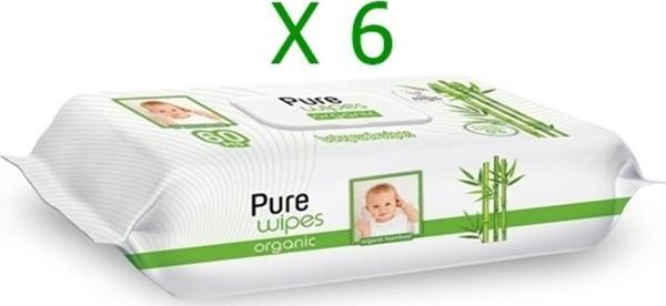 Pure Baby Pure Wipes Organik Bambu Özlü Islak Havlu 60'lı X 6'lı Avantaj Paketi - Image 1
