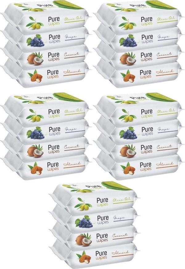 Pure Baby Wipes Islak Havlu Mendil 50 Yaprak 20 Li Set (1000 YAPRAK) (MEYVELİ) - Image 1