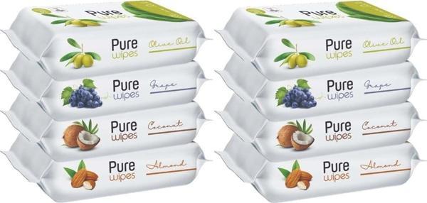 Pure Baby Wipes Islak Havlu Mendil 50 Yaprak 8 Li Set (400 YAPRAK) (MEYVELİ) - Image 1