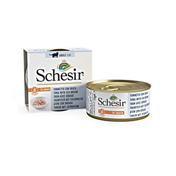 Schesir Sos İçinde Ton Balıklı ve Çipuralı Yetişkin Kedi Konservesi 70 Gr - Image 1