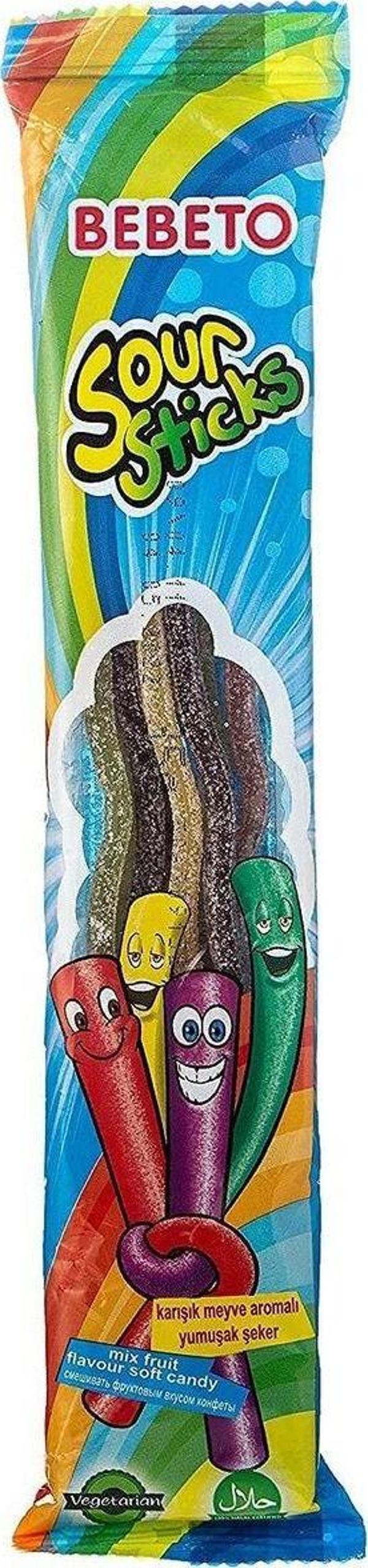 Bebeto Sour Sticks Karışık Meyveli Yumşak Şeker X 24 Adet - Image 1