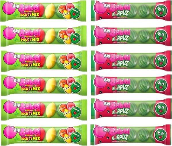 Big Babol Flowpack 6 Adet 4'Lü Karışık Meyveli Fruit Ve 6 Adet Karpuz Aromalı Sakız Mix Paket 20 Gr - Image 1
