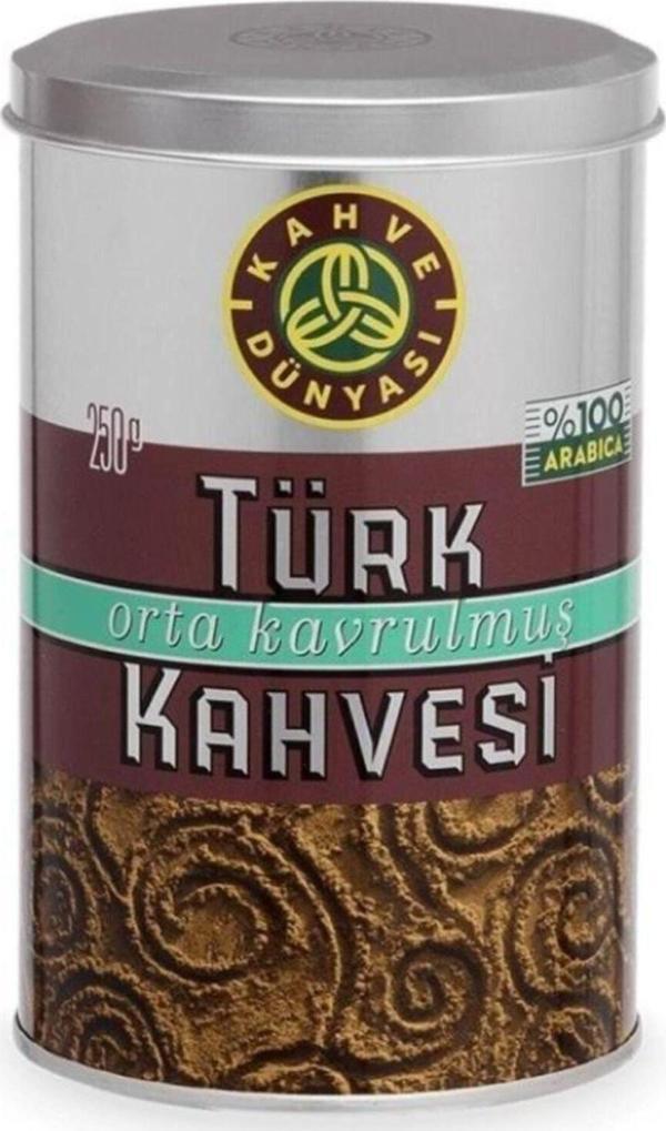 Kahve Dünyası Türk Kahvesi 250 Gr Tenek Kutu 250 Gr Orta Kavrulmuş Kahve - Image 1
