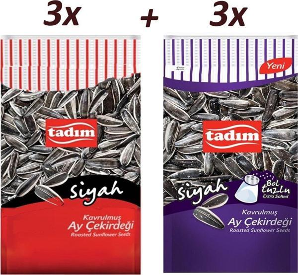 Tadım Kavrulmuş Taze Siyah Çekirdek Bol Tuzlu, Tuzsuz Karma Paket (180 Gr.) 3'Er Adet Yeni Mahsul - Image 1