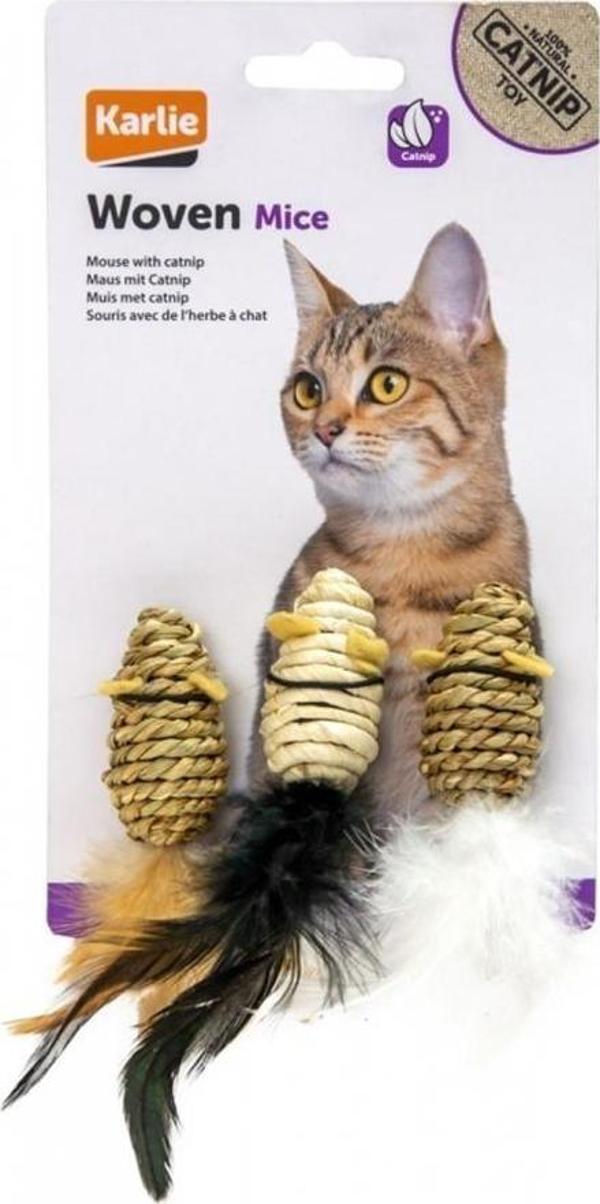 Karlie Doğal Kedi Oyuncağı 3lü Fare Seti 5cm - Image 1