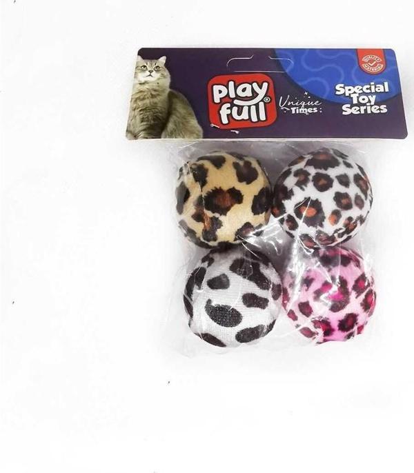 Playfull Kumaş Top Kedi Oyuncağı 3.5 Cm 4'Lü - Image 1