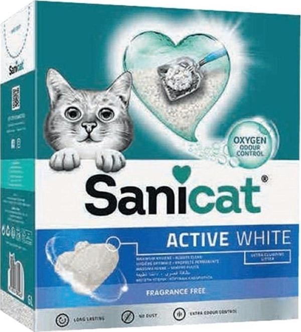 SaniCat Active White Ultra Topaklanan Kedi Kumu 6lt - Image 1