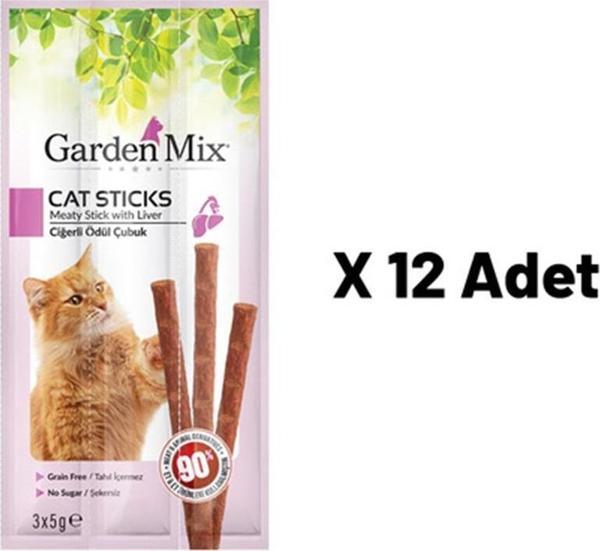 Gardenmix Ciğerli Kedi Stick Ödül 3x5g 12'li - Image 1