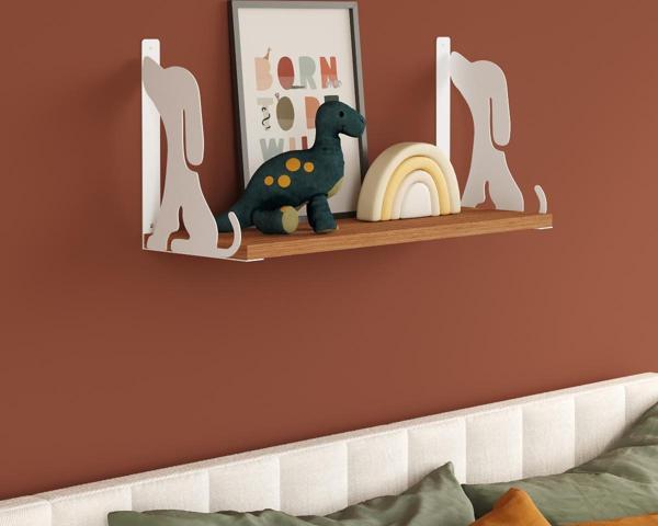 Unisoft Metal Köpek Figürlü Ahşap Standlı 60 cm Duvar Rafı - Image 1