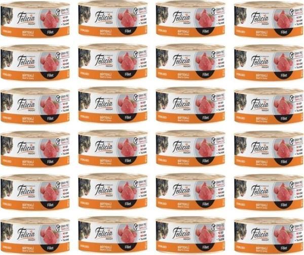 Felicia Tahılsız 85 gr Konserve Sterilised-biftekli Fileto Yaş Kedi Maması 24 Adet - Image 1