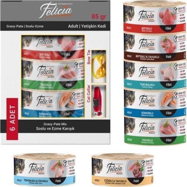 Felicia Tahılsız Kıyılmış Karışık Kedi Konservesi 6x85 gr - Image 1