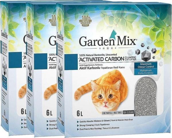 Garden Mix Patilidostum Bentonit Aktif Karbonlu Kedi Kumu 6 Lt X 3'lü Paket - Image 1