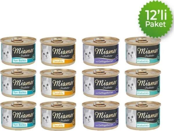 Miamor Pastete Tavşanlı Sülün Etli Somonlu Yürekli Alabalıklı Karışık 12 X 85gr - Image 1