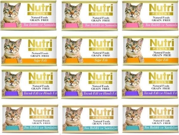 Nutri Feline 4 Çeşit Karma Tahılsız Kedi Konservesi 85 Gr. X 12 Adet - Image 1
