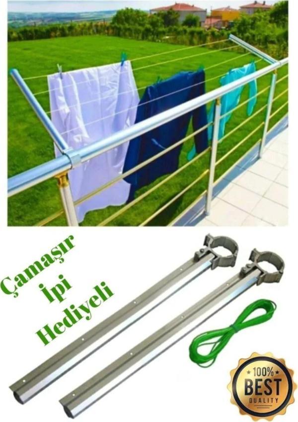 Alüminyum Balkon Çamaşır Askılığı Yuvarlak Korkuluklar Için (çamaşır Ipi Hediyeli) - Image 1