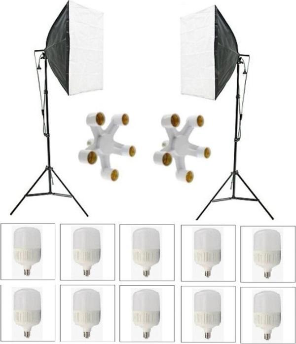 Aa Plus 5 Duylu Softbox (2 Adet) + 2 M Işık Ayağı +10 Adet 20 Watt Led Lamba (Toplam 18000 Lümen) - Image 1