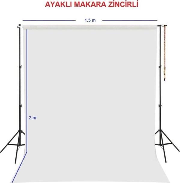 Ada Greenbox White Screen Beyaz Fon Perde (1.5X2M) Ayaklı Makara Zincirli - Image 1